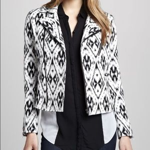 Eva Ikat-Print Twill Cropped Jacket Blazer